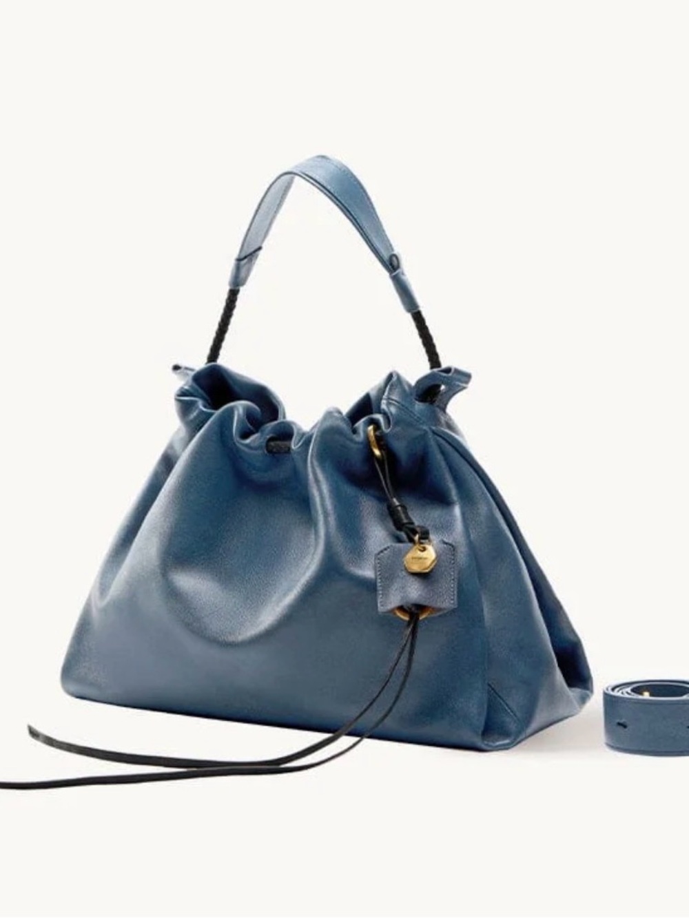 Songmont Navy Leather Gather Bag (Size “Small”)